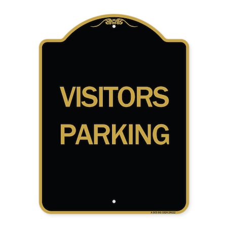 Signmission Parking Lot Sign Visitors Parking, Black & Gold Aluminum Sign, 18" x 24", BG-1824-24622 A-DES-BG-1824-24622
